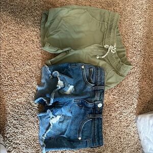 Green and Blue Shorts Set